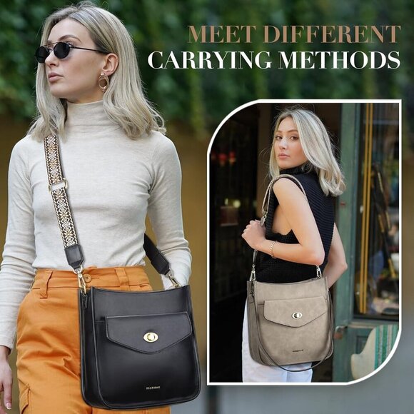 Crossbody Bags for Women Trendy Vegan Leather Shoulder Bag Hobo Purses Handbags - Picture 2 of 8